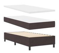 vidaXL Cama con Base y Set de Colchón Marrón Oscuro 90X190 cm Tela con Funda con Cremallera Diseño Elegante Estructura de Madera Duradera Ahorra Espacio y Fácil de Mantener Muebles de Dormitorio Rein