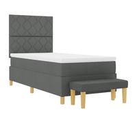 vidaXL Cama con Box Spring con Colchón & Banco Gris Oscuro 90x200 cm Tela