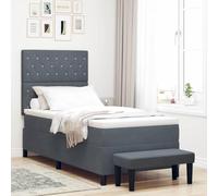 vidaXL Cama con Box Spring con Colchón de Terciopelo y Banco Gris Oscuro 90X200 cm | Estilo Contemporáneo Incluye Topper y Herramientas de Montaje Fácil Muebles para el Dormitorio Carbón de Lujo Indi