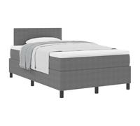 vidaXL Cama con Box Spring Con Colchón Gris Tamaño 120X200 cm Tela de Pana Estructura de Madera Solución de Sueño Moderna Diseño Compacto Ideal Para Decoración de Dormitorio Colchón de Espuma Viscoelá