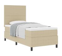 vidaXL Cama con Box Spring con Colchón Beige Claro Tamaño 100X200 cm Tela de Pana Estructura de Madera Solución de Sueño Moderna Diseño Compacto Ideal para Decoración de Dormitorio Individual Espuma