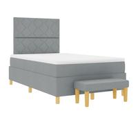 vidaXL Cama con Box Spring con colchón y Banco Gris Claro 80x200 cm Tela diseño Estiloso y cómodo para Muebles de Dormitorio y Cuarto de Invitados Protector Almohadilla Topper Cubierta de Espuma poc