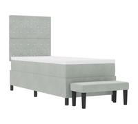 vidaXL Cama con Box Spring con Colchón y Banco Gris Claro 80x200 cm Terciopelo