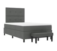 vidaXL Cama con Box Spring con Colchón y Banco Gris Oscuro 120x190 cm Tela