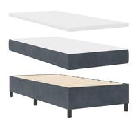 vidaXL Cama con Box Spring con colchón y Banco Gris Oscuro 90x200 cm, Superficie de Espuma, Terciopelo para Adultos, Tela Suave y Duradera, Marco de Madera, Mueble de Dormitorio contemporáneo, Funda