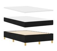 vidaXL Cama con somier negro con colchón y banco, 120 x 190 cm, diseño duradero, ideal para dormitorio, marco de tela, capa de espuma acolchada, muebles cómodos y modernos