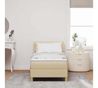vidaXL Cama con Box Spring y Colchón en Color Crema, tamaño 80 x 200 cm. Tiene cabecero Ajustable, Funda removible, diseño Moderno, y Estructura de Espuma de Alta Densidad dormitor