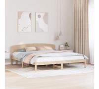 vidaXL Cama con Cabecera 180X200 cm de Madera Maciza de Pino Contemporánea Sin Somier Necesario Duradera Amplio Espacio de Almacenamiento para Muebles de Dormitorio Queen Natural