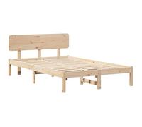 vidaXL Cama con cabecera de 135 x 190 cm, Hecha de Pino Macizo. Robusta, con un diseño Minimalista, Ideal para Ahorrar Espacio en el Dormitorio. Elegante y Duradera para Adultos.