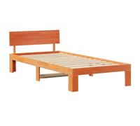 vidaXL Cama con Cabecera Marrón Encerado 90X190 cm Madera de Pino Sólido Solución Duradera de Almacenamiento Sin Box Spring 90 Individual Plataforma Clásica Interior Acabado Encerado Muebles Clásico