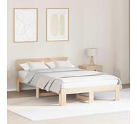vidaXL Cama con Cabecero 135x190 cm Madera Pino Sólido Color Natural Diseño Minimalista Solución de Almacenamiento para Dormitorio Cama Individual Duradera y Cómoda