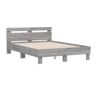 vidaXL Cama con cabecero Madera de ingeniería Gris Sonoma 120x200 cm