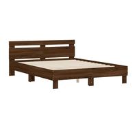 vidaXL Cama con Cabecero, Somier de Listones, Estructura Marco de Cama, Mueble para Dormitorio, Madera de Ingeniería Marrón Roble 150x200 cm