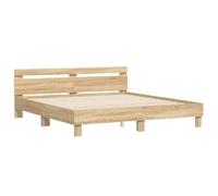 vidaXL Cama con Cabecero, Somier de Listones, Estructura Marco de Cama, Mueble para Dormitorio, Madera de Ingeniería Roble Sonoma 180x200 cm