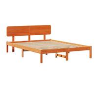 vidaXL Cama con cabecero marrón Encerado 140 x 200 cm, de Madera Maciza de Pino. Super Resistente y Duradera. Tiene un diseño Elegante y se ensambla fácil. Ideal como Muebles de Dormitorio Unisex y
