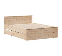 vidaXL Cama con cabecero sin colchón Madera Maciza de Pino 150x200 cm, Muebles de Dormitorio, Cama Doble, somier, Cama, Marco de Cama Doble, somier