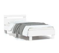 vidaXL Cama con Cabecero, Somier de Invitados, Armazón Marco de Cama, Mueble para Dormitorio Hogar, Madera de Ingeniería Blanca 90x190 cm