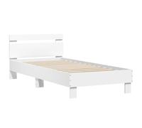 vidaXL Cama con Cabecero, Somier de Invitados, Armazón Marco de Cama, Mueble para Dormitorio Hogar, Madera de Ingeniería Blanca 90x190 cm