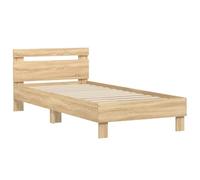 vidaXL Cama con Cabecero, Somier de Invitados, Armazón Marco de Cama, Mueble para Dormitorio Hogar, Madera de Ingeniería Roble Sonoma 90x190 cm