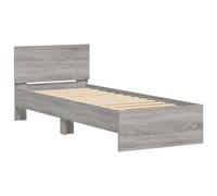 vidaXL Cama con Cabecero, Somier de Invitados, Estructura Armazón de Cama, Mueble para Dormitorio, Madera de Ingeniería Gris Sonoma 75x190 cm