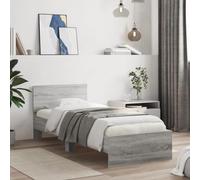 vidaXL Cama con Cabecero, Somier de Invitados, Estructura Armazón de Cama, Mueble para Dormitorio, Madera de Ingeniería Gris Sonoma 90x190 cm