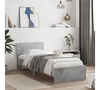vidaXL Cama con Cabecero, Somier de Invitados, Estructura Armazón de Cama, Mueble para Dormitorio, Madera de Ingeniería Gris Hormigón 90x190 cm
