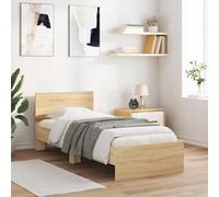 vidaXL Cama con Cabecero, Somier de Invitados, Estructura Armazón de Cama, Mueble para Dormitorio, Madera de Ingeniería Roble Sonoma 90x190 cm