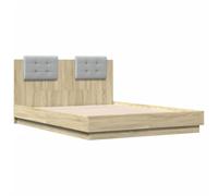 vidaXL Cama con Cabecero, Somier de Listones de Invitados, Estructura de Cama, Mueble de Dormitorio, Madera de Ingeniería Roble Sonoma 135x190 cm