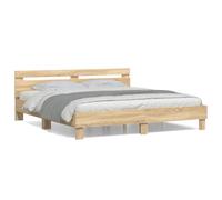 vidaXL Cama con Cabecero, Somier de Listones, Estructura Marco de Cama, Mueble para Dormitorio, Madera de Ingeniería Roble Sonoma 160x200 cm