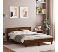 vidaXL Cama con Cabecero, Somier de Listones, Estructura Marco de Cama, Mueble para Dormitorio, Madera de Ingeniería Marrón Roble 150x200 cm