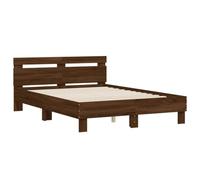 vidaXL Cama con Cabecero, Somier de Listones, Estructura Marco de Cama, Mueble para Dormitorio, Madera de Ingeniería Marrón Roble 120x190 cm