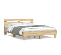 vidaXL Cama con Cabecero, Somier de Listones, Estructura Marco de Cama, Mueble para Dormitorio, Madera de Ingeniería Roble Sonoma 140x200 cm