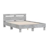 Cama Con Cabecero Madera De Ingeniería Gris Hormigón 135x190 Cm Vidaxl
