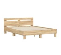 vidaXL Cama con Cabecero, Somier de Listones, Estructura Marco de Cama, Mueble para Dormitorio, Madera de Ingeniería Roble Sonoma 140x200 cm