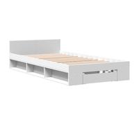 vidaXL Cama con cajón Madera de ingeniería Blanca 90x190 cm, Cama, Cama con almacenaje, Estructura de Cama Individual, Cama Individual