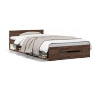 Cama con cajón madera de ingeniería marrón roble 100x200 cm