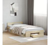 Cama con cajón madera ingeniería roble Sonoma 90x200 cm