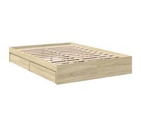 vidaXL Cama con cajones Madera ingeniería Roble Sonoma 135x190 cm, armazón de Cama, Cama, Base de Cama, armazones de Cama, Cama Doble
