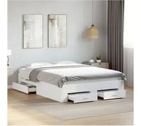 vidaXL Cama con Cajones, Somier Doble de Invitados, Estructura de Cama, Mueble para Dormitorio, Madera de Ingeniería Blanco 120x200 cm