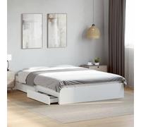 vidaXL Cama con cajones Madera de ingeniería Blanco 135x190 cm, armazón de Cama, Cama, Base de Cama, armazones de Cama, Cama Doble