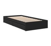 vidaXL Cama con cajones Madera de ingeniería Negra 90x200 cm, Cama, Cama con almacenaje, Estructura de Cama Individual, Cama Individual