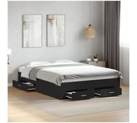 vidaxl Cama con cajones madera de ingeniería negro 135x190 cm