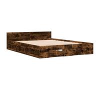 vidaXL Cama con cajones Madera de ingeniería Roble Ahumado 120x190 cm
