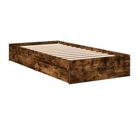 vidaXL Cama con cajones Madera de ingeniería Roble Ahumado 90x190 cm, Cama, Cama con almacenaje, Estructura de Cama Individual, Cama Individual