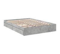 vidaXL Cama con cajones Madera ingeniería Gris hormigón 150x200 cm, armazón de Cama, Cama, Base de Cama, armazones de Cama, Cama Doble