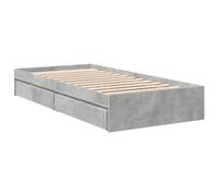 vidaXL Cama con cajones Madera ingeniería Gris hormigón 90x200 cm, Cama, Cama con almacenaje, Estructura de Cama Individual, Cama Individual