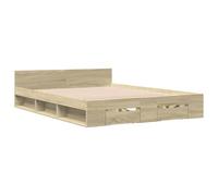 vidaXL Cama con cajones Madera ingeniería Roble Sonoma 135x190 cm, armazón de Cama, Cama, Base de Cama, armazones de Cama, Cama Doble