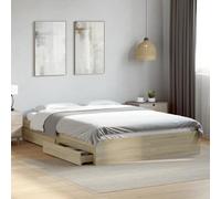 vidaXL Cama con cajones Madera ingeniería Roble Sonoma 150x200 cm, armazón de Cama, Cama, Base de Cama, armazones de Cama, Cama Doble