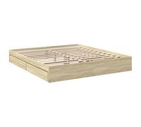 vidaXL Cama con cajones Madera ingeniería Roble Sonoma 200x200 cm, armazón de Cama, Cama, Base de Cama, armazones de Cama, Cama Doble