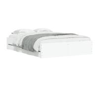 vidaXL Cama con Cajones, Somier de Listones, Armazón Base de Cama, Mueble para Dormitorio Hogar, Madera de Ingeniería Blanco 135x190 cm